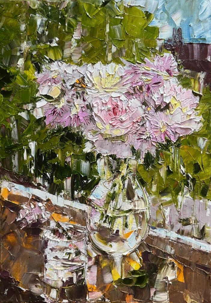 Pink Peonies on the Terrace 10x15 £70