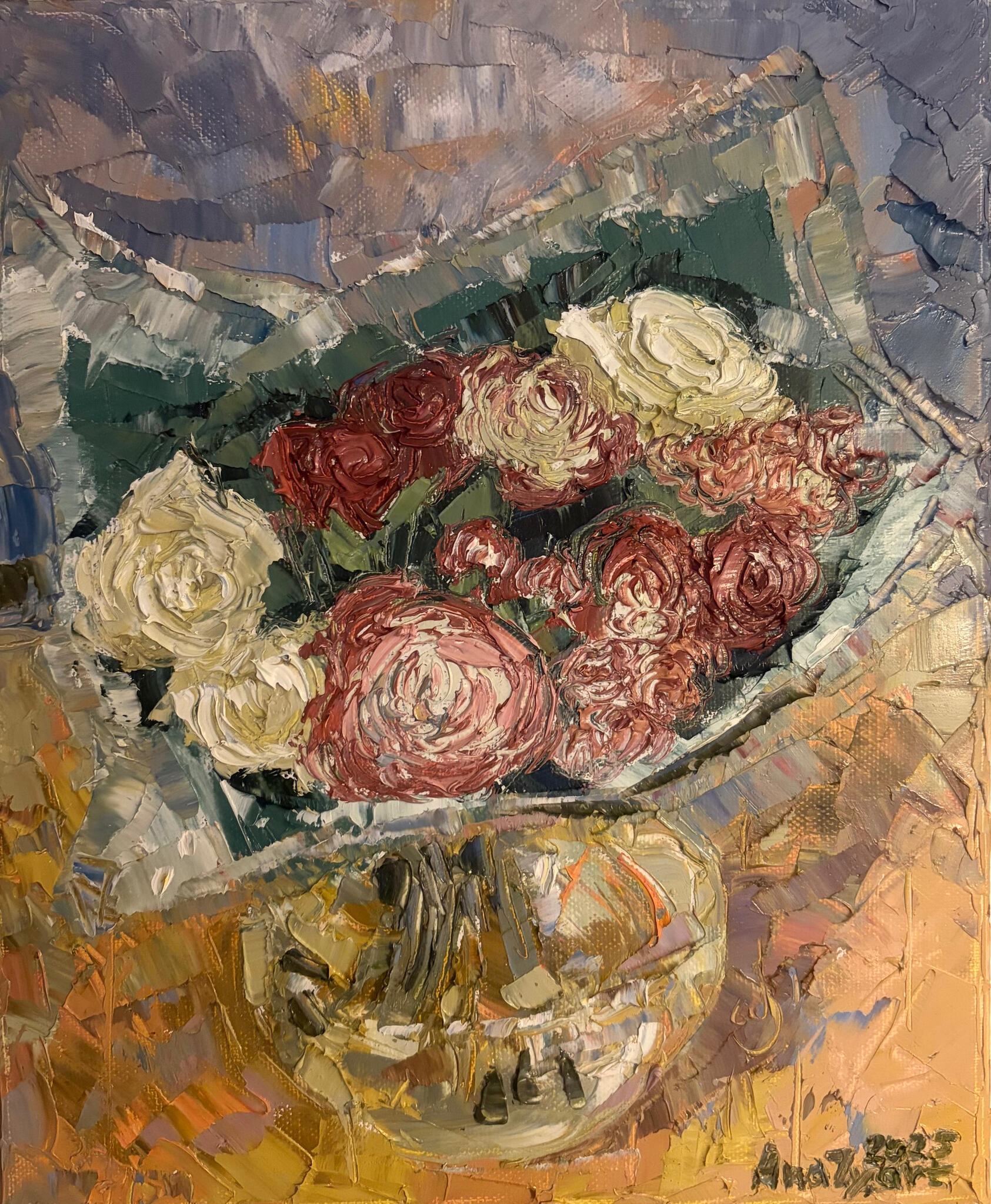 Bouquet of Quiet Mornings Media: Oil on canvas . Dimensions: 25 × 30 cm.(approx. 10 × 12 in). Price: £60