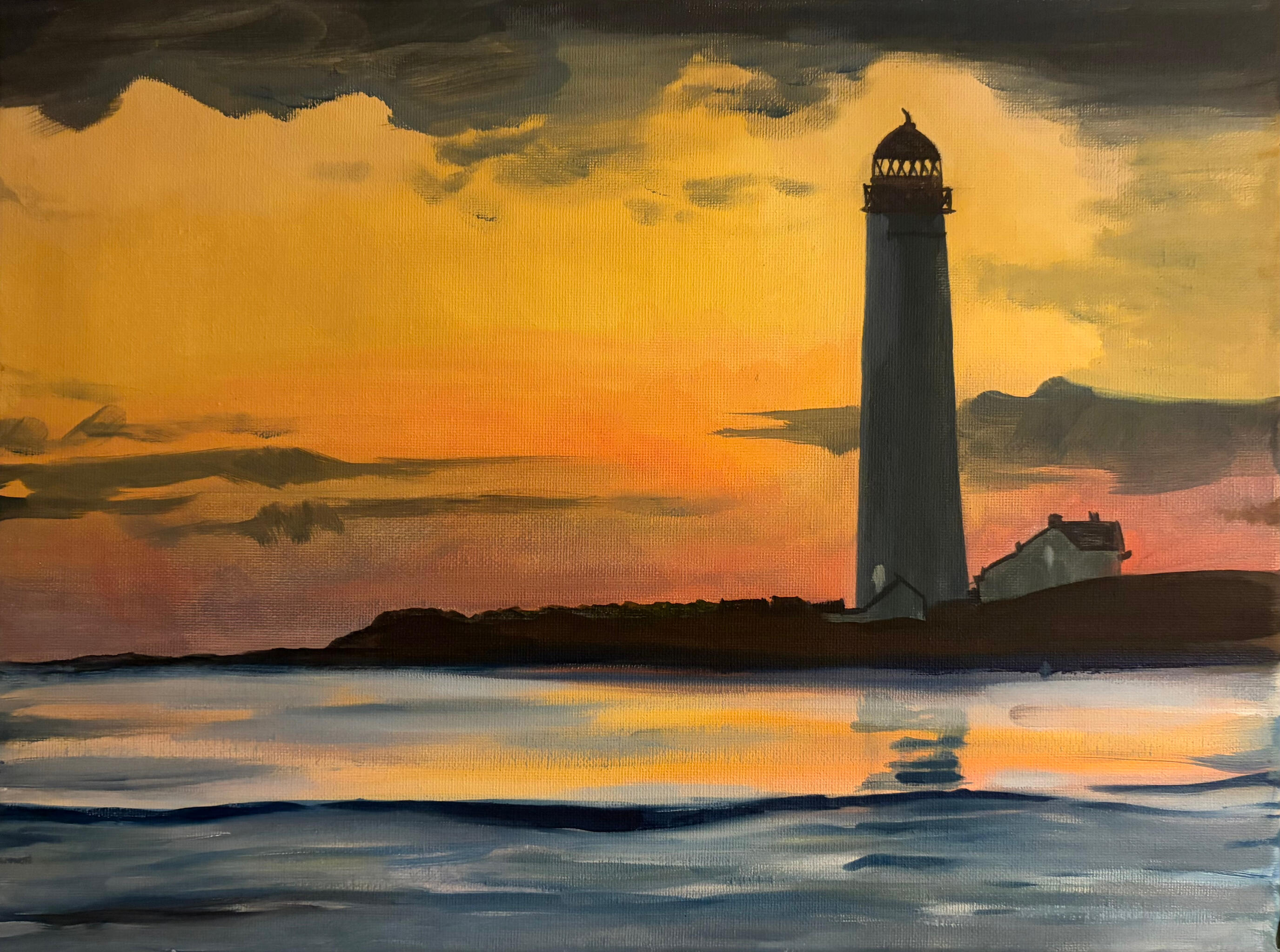 Stillness at Sundown Media: Oil on canvas. Dimensions: 40 × 30 cm.(approx. 16 × 12 in). Price: £60