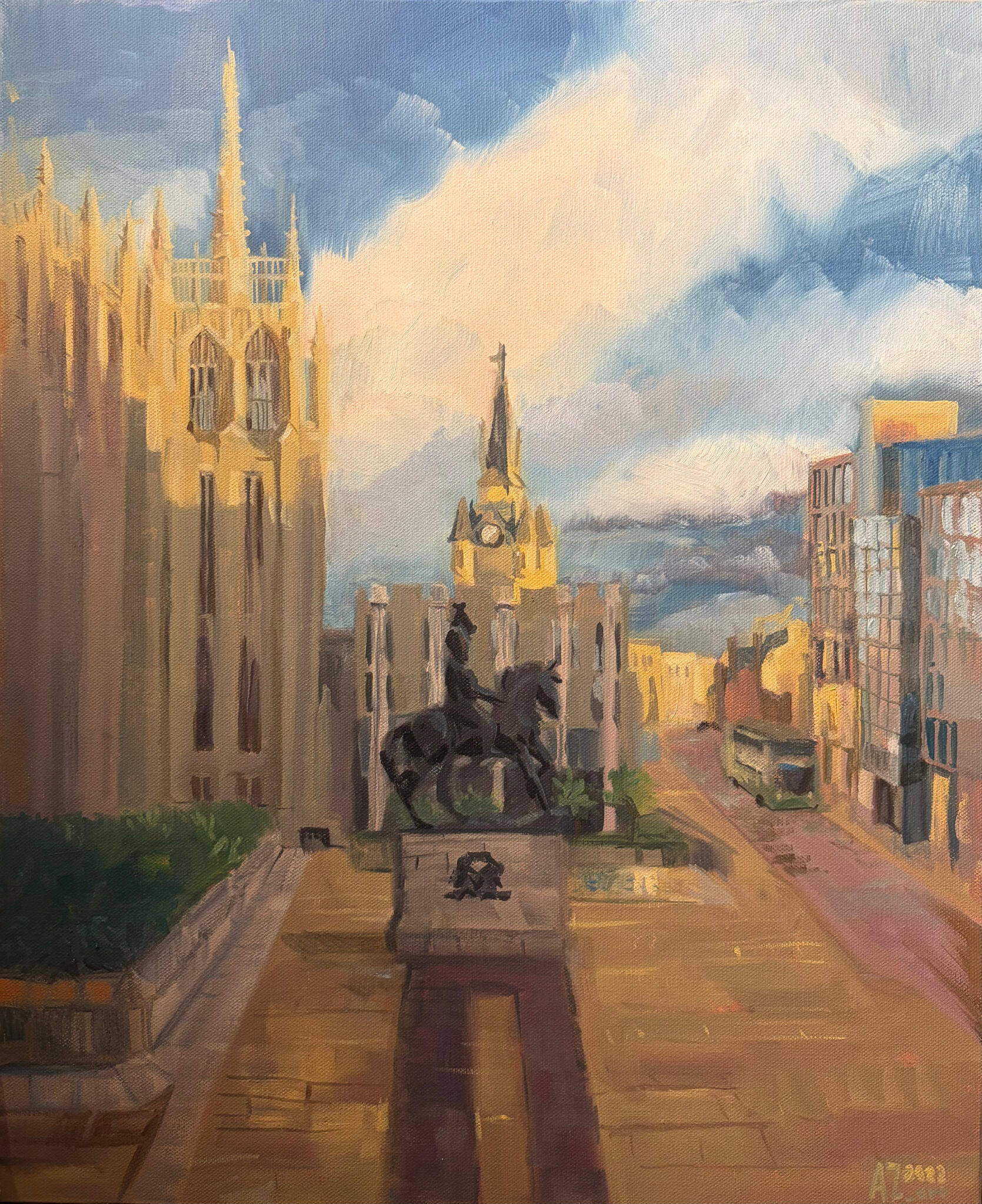 Granite City in Golden Light. Media: Oil on canvas. Dimensions:46 × 56 cm (approx. 18 × 22 in) Price: £350