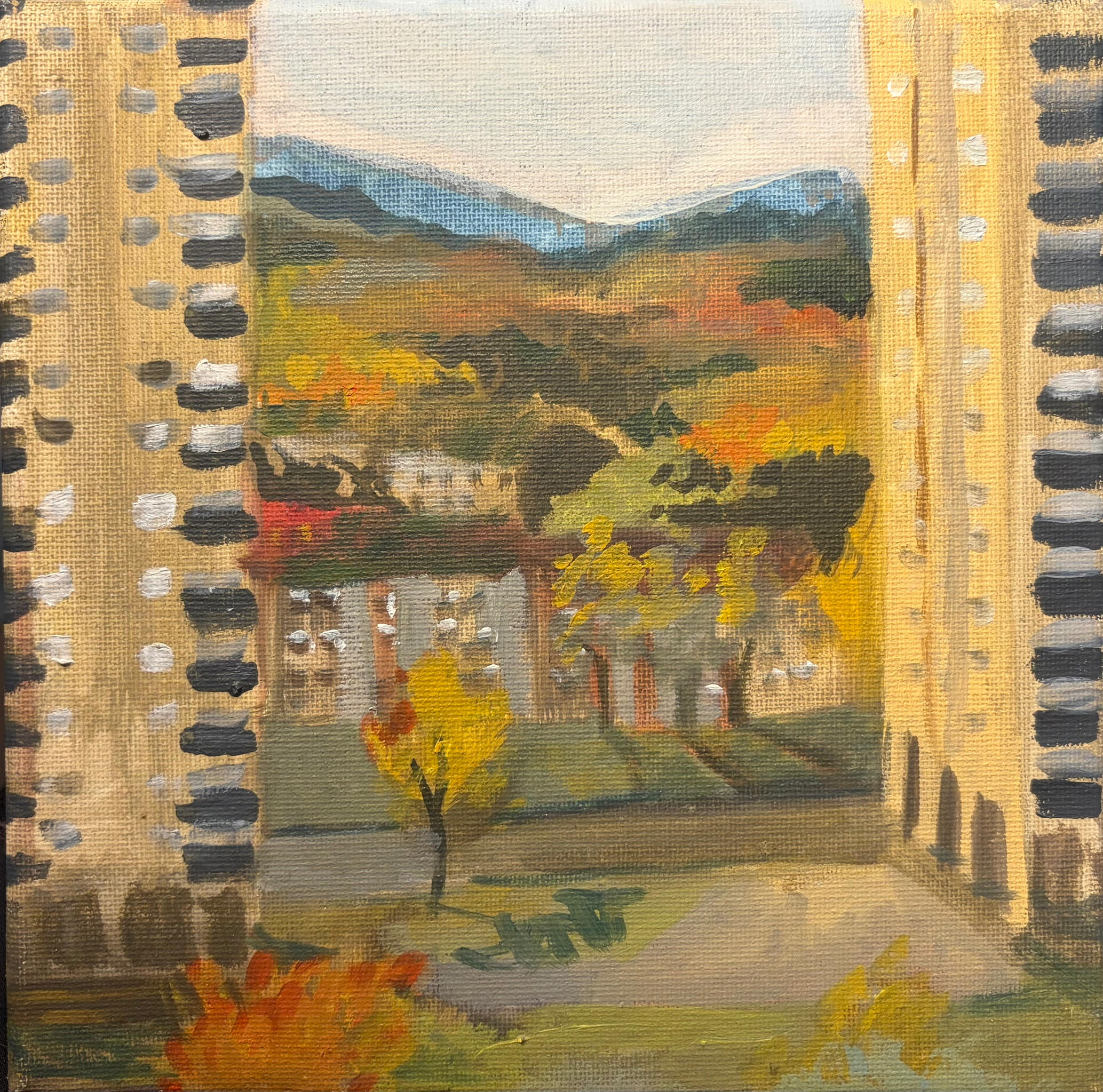 The Hidden Garden Below Media: Oil on canvas. Dimensions: 20 × 20 cm.(approx. 8 × 8 in). Price: £35