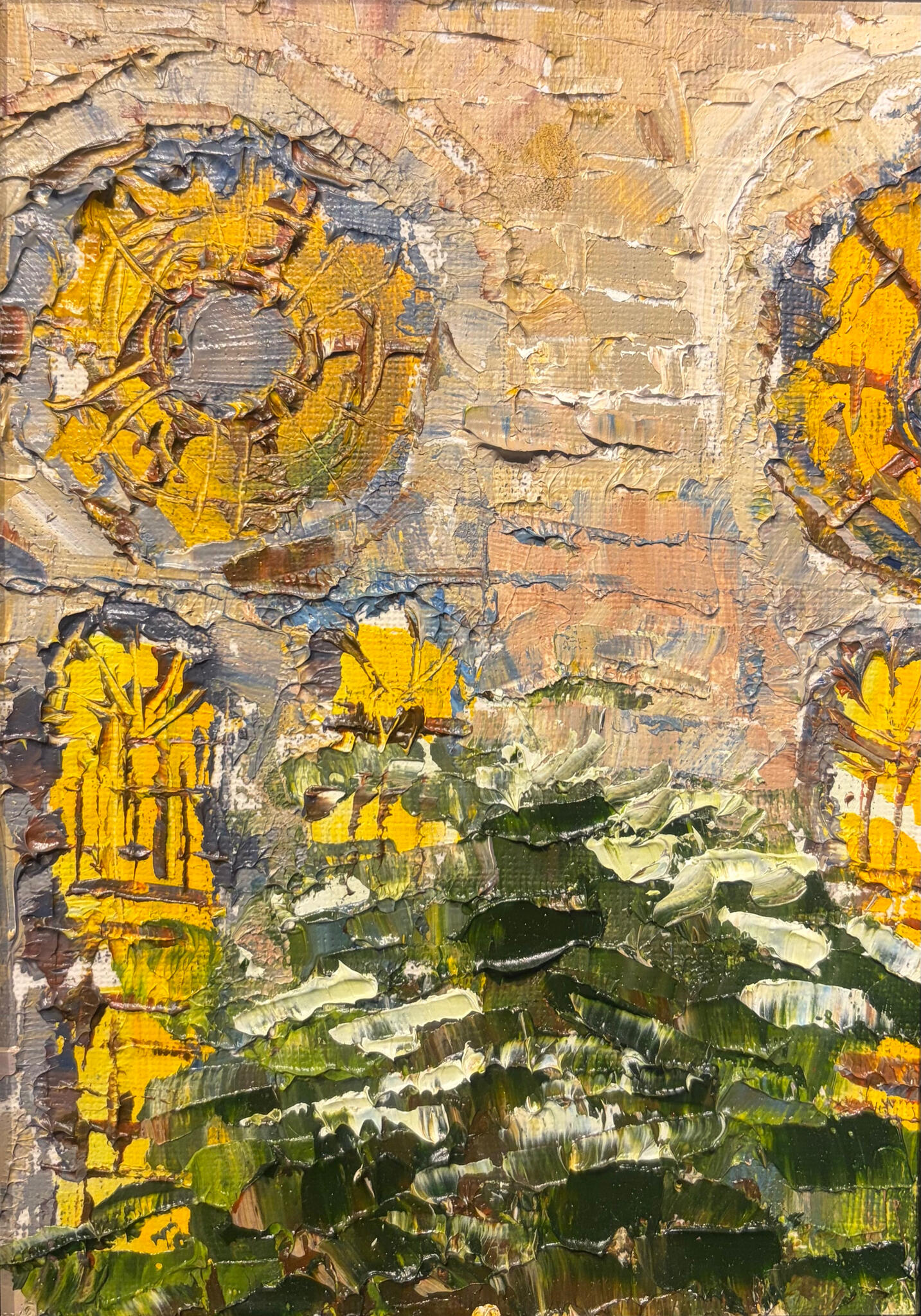 Ornaments of a Forgotten Façade. Media: Oil on canvas. Dimensions: 13 × 18 cm.(approx. 5 × 7 in) . Price: £35