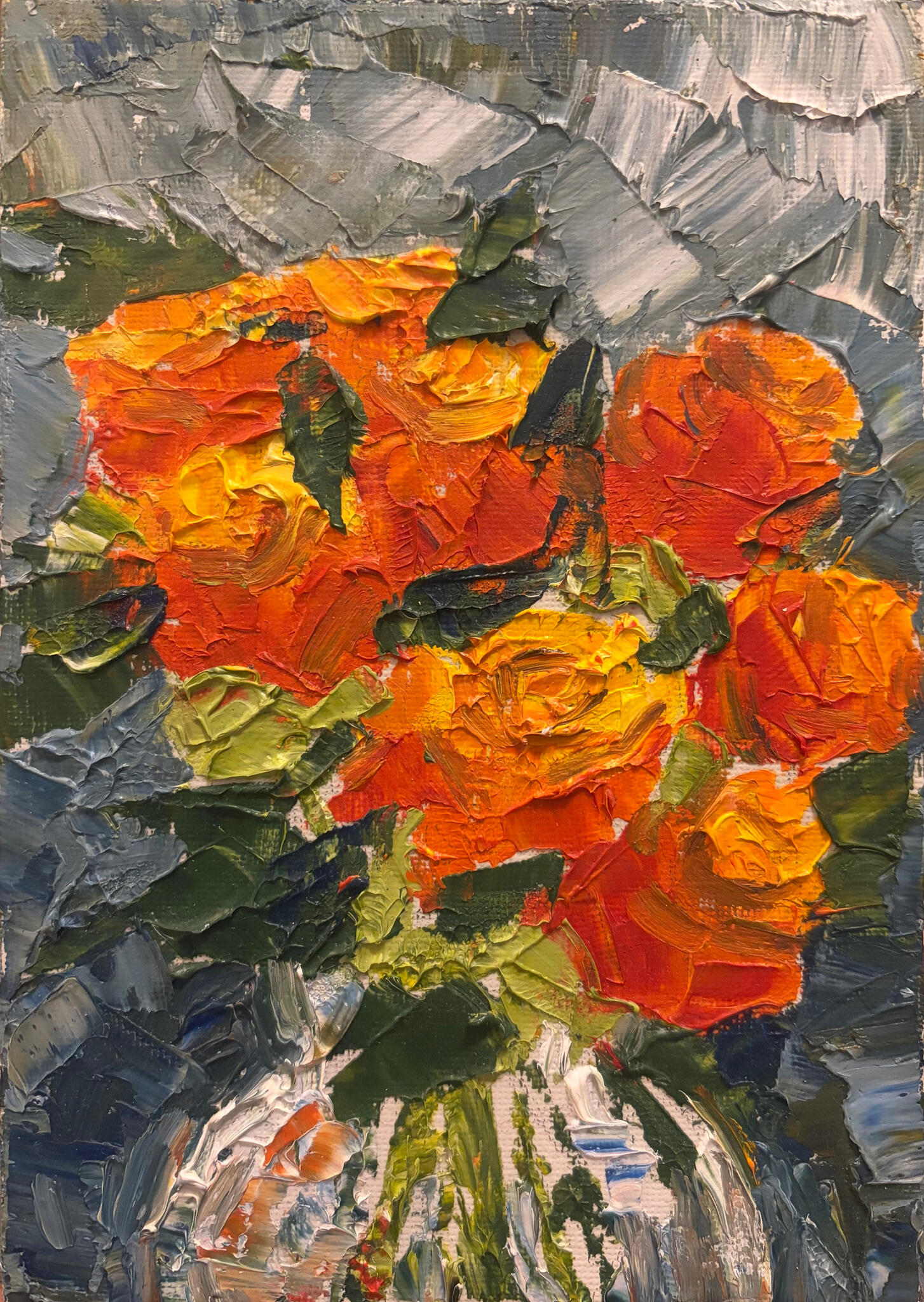 Embers of Spring. Media: Oil on canvas board. Dimensions: 13 × 18 cm.(approx. 5 × 7 in) . Price: £35